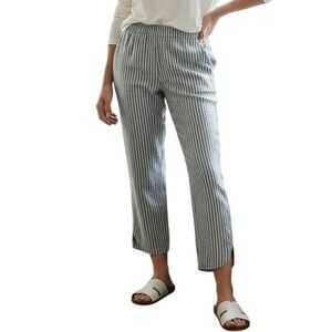 MARINE LAYER Grey White Striped Tencel Tulip Hem Pants Large Beach Boho $125